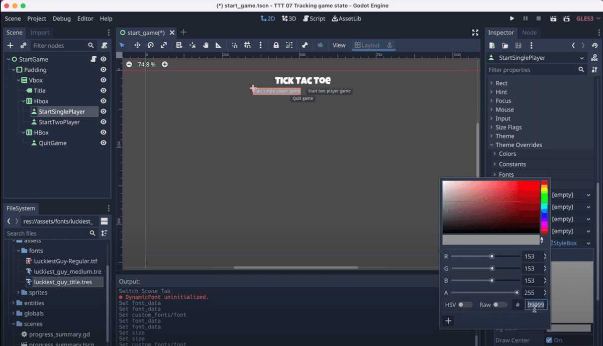 Improving the look of the game; custom fonts and color scheme